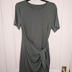 A New Day Olive Midi Dress with Knot Detail